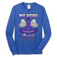 My Hero Is Now My Angel Epilepsy Awareness Purple Epileptic Funny Gift Tall Long Sleeve T-Shirt