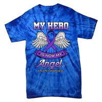 My Hero Is Now My Angel Epilepsy Awareness Purple Epileptic Funny Gift Tie-Dye T-Shirt