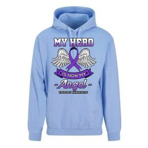 My Hero Is Now My Angel Epilepsy Awareness Purple Epileptic Funny Gift Unisex Surf Hoodie