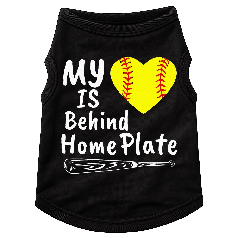 My Heart Is Behind Home Plate Softball Proud Mom Dad Doggie Tank