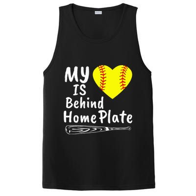 My Heart Is Behind Home Plate Softball Proud Mom Dad PosiCharge Competitor Tank