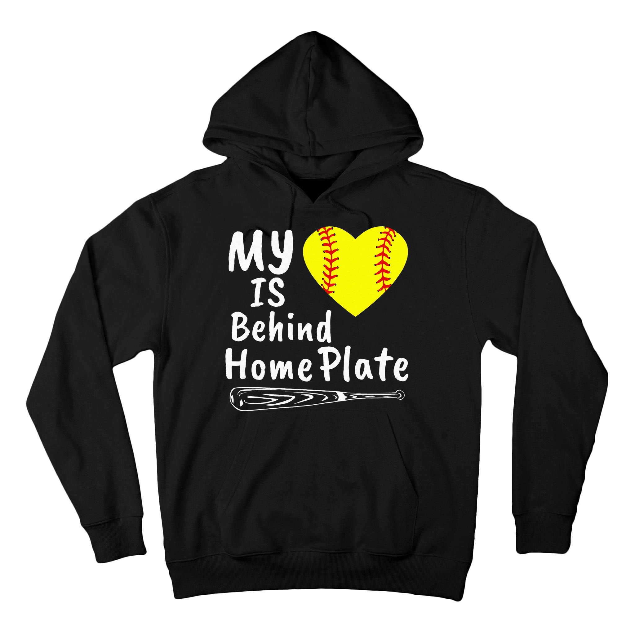 My Heart Is Behind Home Plate Softball Proud Mom Dad Tall Hoodie