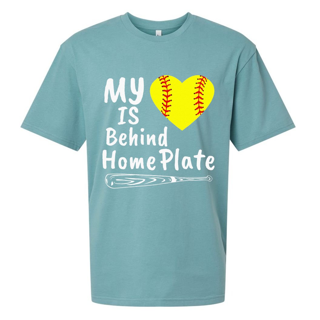 My Heart Is Behind Home Plate Softball Proud Mom Dad Sueded Cloud Jersey T-Shirt