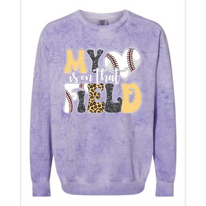 My Heart Is On That Field Tee Leopard Baseball Softball Mom Gift Colorblast Crewneck Sweatshirt