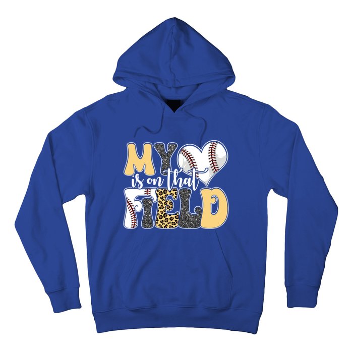 My Heart Is On That Field Tee Leopard Baseball Softball Mom Gift Hoodie