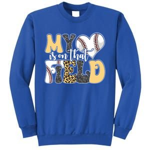 My Heart Is On That Field Tee Leopard Baseball Softball Mom Gift Sweatshirt