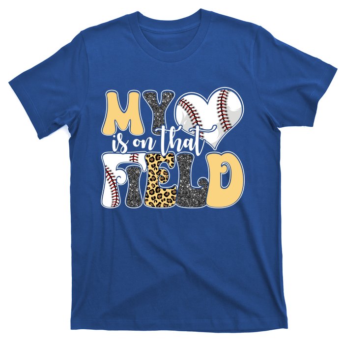 My Heart Is On That Field Tee Leopard Baseball Softball Mom Gift T-Shirt