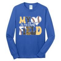 My Heart Is On That Field Tee Leopard Baseball Softball Mom Gift Tall Long Sleeve T-Shirt