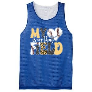 My Heart Is On That Field Tee Leopard Baseball Softball Mom Gift Mesh Reversible Basketball Jersey Tank