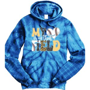 My Heart Is On That Field Tee Leopard Baseball Softball Mom Gift Tie Dye Hoodie