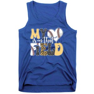 My Heart Is On That Field Tee Leopard Baseball Softball Mom Gift Tank Top