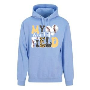 My Heart Is On That Field Tee Leopard Baseball Softball Mom Gift Unisex Surf Hoodie