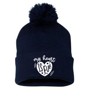 My Heart Is Full Pom Pom 12in Knit Beanie