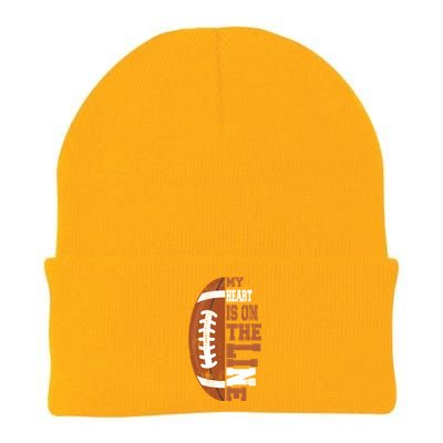 My Heart Is On The Line Football Gift Knit Cap Winter Beanie