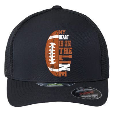 My Heart Is On The Line Football Gift Flexfit Unipanel Trucker Cap