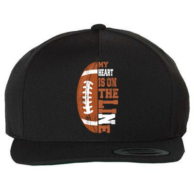 My Heart Is On The Line Football Gift Wool Snapback Cap