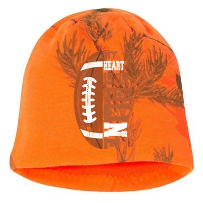 My Heart Is On The Line Football Gift Kati - Camo Knit Beanie