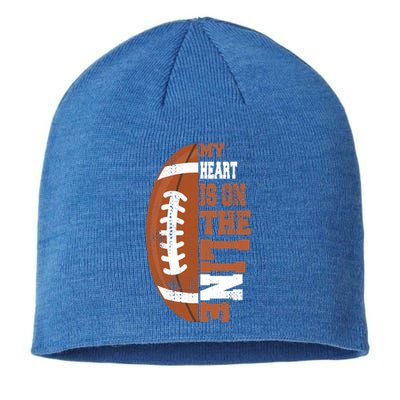 My Heart Is On The Line Football Gift Sustainable Beanie