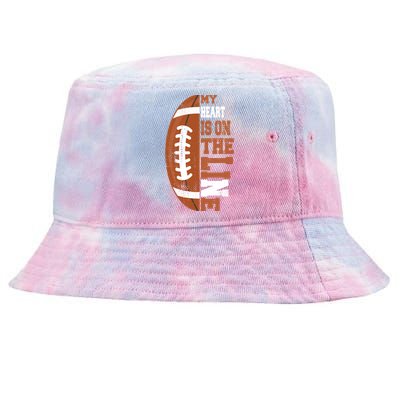 My Heart Is On The Line Football Gift Tie-Dyed Bucket Hat