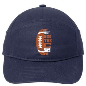 My Heart Is On The Line Football Gift 7-Panel Snapback Hat