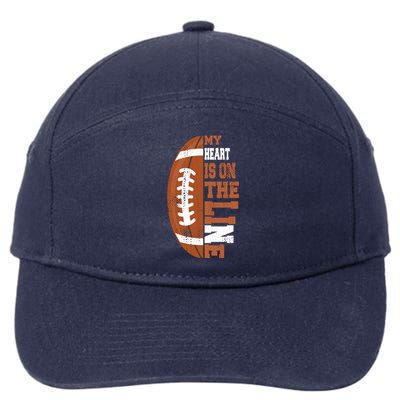 My Heart Is On The Line Football Gift 7-Panel Snapback Hat