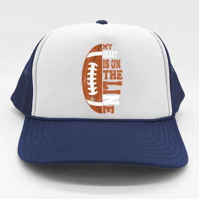 My Heart Is On The Line Football Gift Trucker Hat