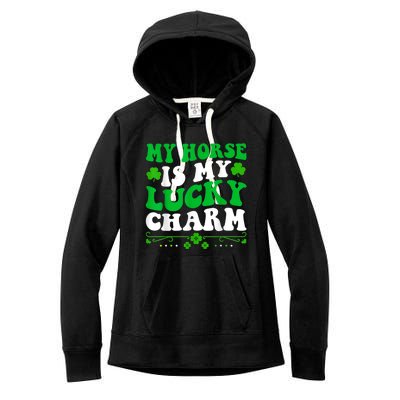 My Horse Is My Lucky Charm Great St Patrick's Day Shamrock Women's Fleece Hoodie