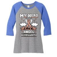 My Hero Is Now My Angel Vaginal Cancer Awareness Gift Idea Cute Gift Women's Tri-Blend 3/4-Sleeve Raglan Shirt