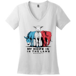 My Hope Is In The Lamb Women's V-Neck T-Shirt