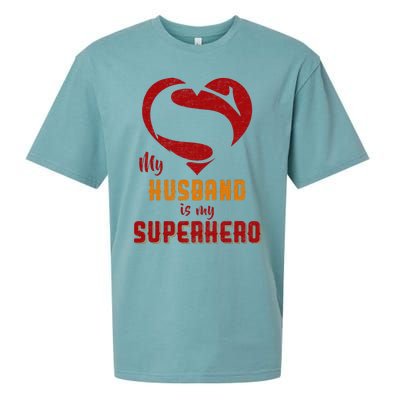 My Husband Is Superhero Gift Mother Father Day Sueded Cloud Jersey T-Shirt