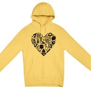 Math Heart I Love Math Math Lovers Gift Math Teacher Gift Premium Pullover Hoodie