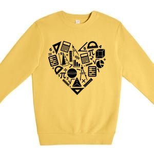 Math Heart I Love Math Math Lovers Gift Math Teacher Gift Premium Crewneck Sweatshirt