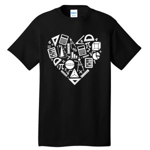 Math Heart I Love Math Math Lovers Gift Math Teacher Gift Tall T-Shirt