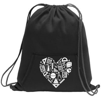 Math Heart I Love Math Math Lovers Gift Math Teacher Gift Sweatshirt Cinch Pack Bag