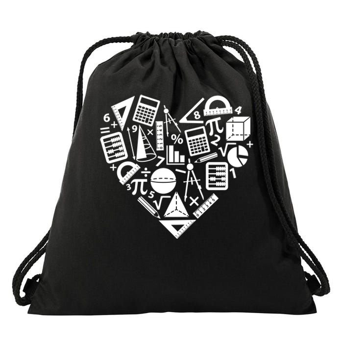 Math Heart I Love Math Math Lovers Gift Math Teacher Gift Drawstring Bag