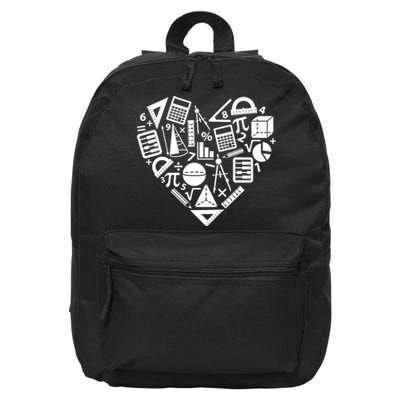 Math Heart I Love Math Math Lovers Gift Math Teacher Gift 16 in Basic Backpack