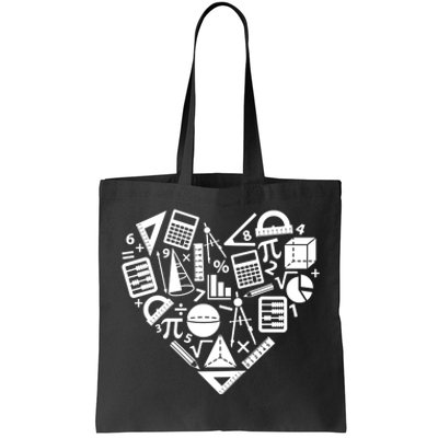 Math Heart I Love Math Math Lovers Gift Math Teacher Gift Tote Bag