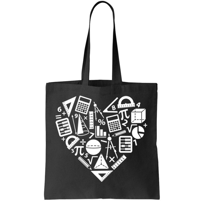 Math Heart I Love Math Math Lovers Gift Math Teacher Gift Tote Bag