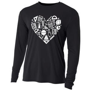 Math Heart I Love Math Math Lovers Gift Math Teacher Gift Cooling Performance Long Sleeve Crew