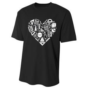 Math Heart I Love Math Math Lovers Gift Math Teacher Gift Performance Sprint T-Shirt