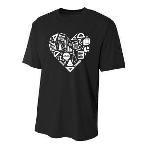 Math Heart I Love Math Math Lovers Gift Math Teacher Gift Youth Performance Sprint T-Shirt