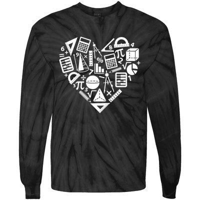 Math Heart I Love Math Math Lovers Gift Math Teacher Gift Tie-Dye Long Sleeve Shirt