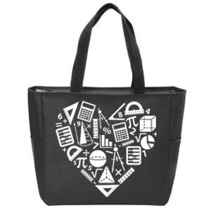 Math Heart I Love Math Math Lovers Gift Math Teacher Gift Zip Tote Bag