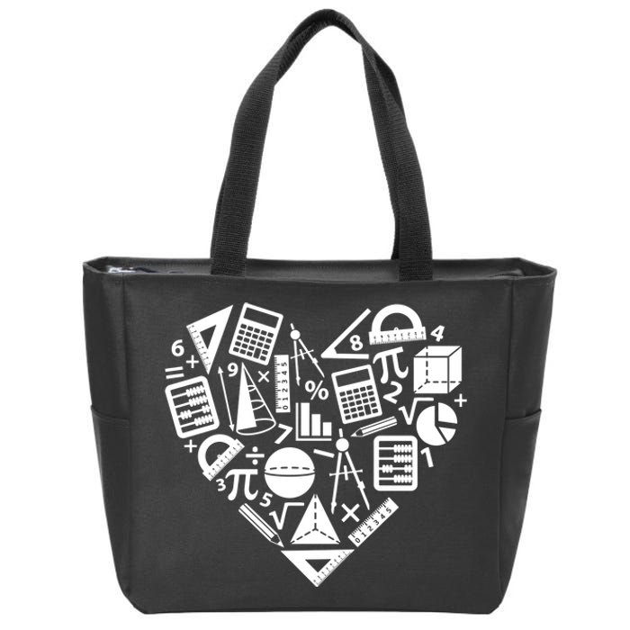 Math Heart I Love Math Math Lovers Gift Math Teacher Gift Zip Tote Bag