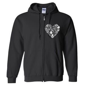 Math Heart I Love Math Math Lovers Gift Math Teacher Gift Full Zip Hoodie