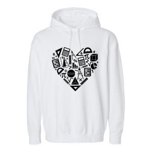 Math Heart I Love Math Math Lovers Gift Math Teacher Gift Garment-Dyed Fleece Hoodie