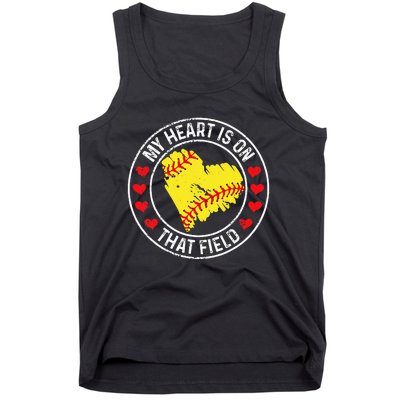 My Heart Is On That Field Baseball Softball Mom Tank Top