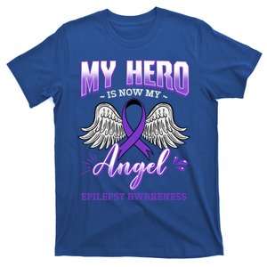 My Hero Is Now My Angel Epilepsy Purple Epileptic Seizures Great Gift T-Shirt