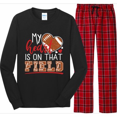 My Heart Is On That Field Game Day Vibes Football Mom Gift Funny Gift Long Sleeve Pajama Set