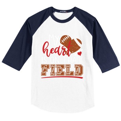 My Heart Is On That Field Game Day Vibes Football Mom Gift Funny Gift Baseball Sleeve Shirt